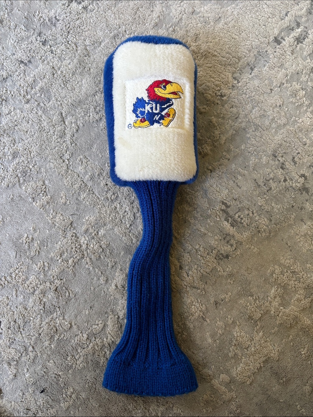 Blue and White Knit Golf Club Headcover